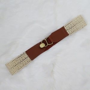 🐱 Woven Boho Cream Brown Waist Belt